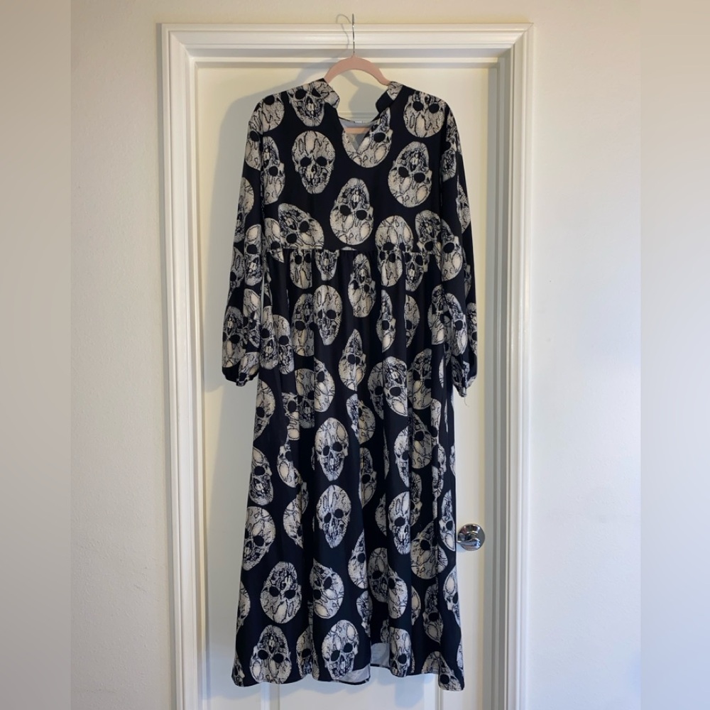 💀🖤 skull print black dress 🖤💀